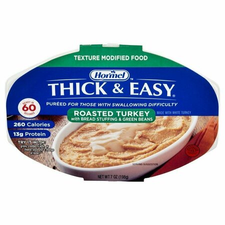 THICK & EASY PUREES Thick & Easy Purees Turkey with Stuffing and Green Beans Puree Thickened Food, 7oz Tray 60749